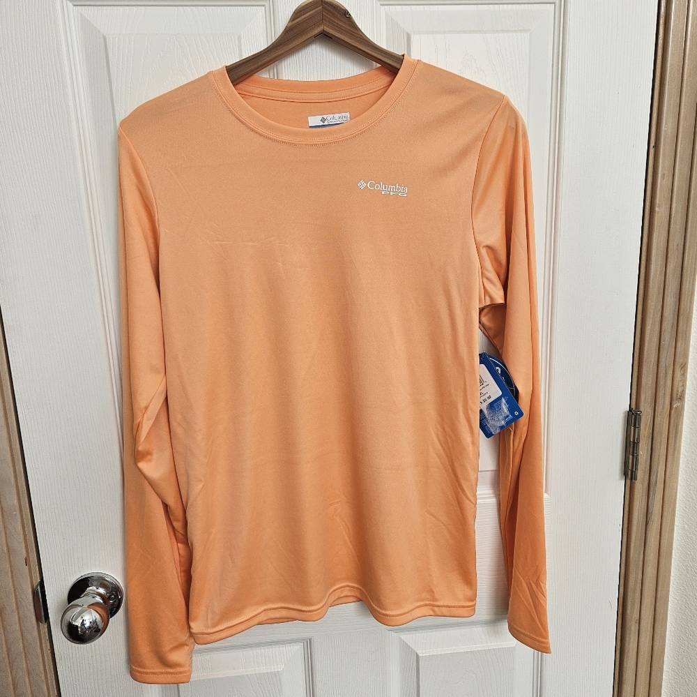 NWT Columbia Boys PFG Orange Long Sleeve Activewear Shirt Size XL (18/20)